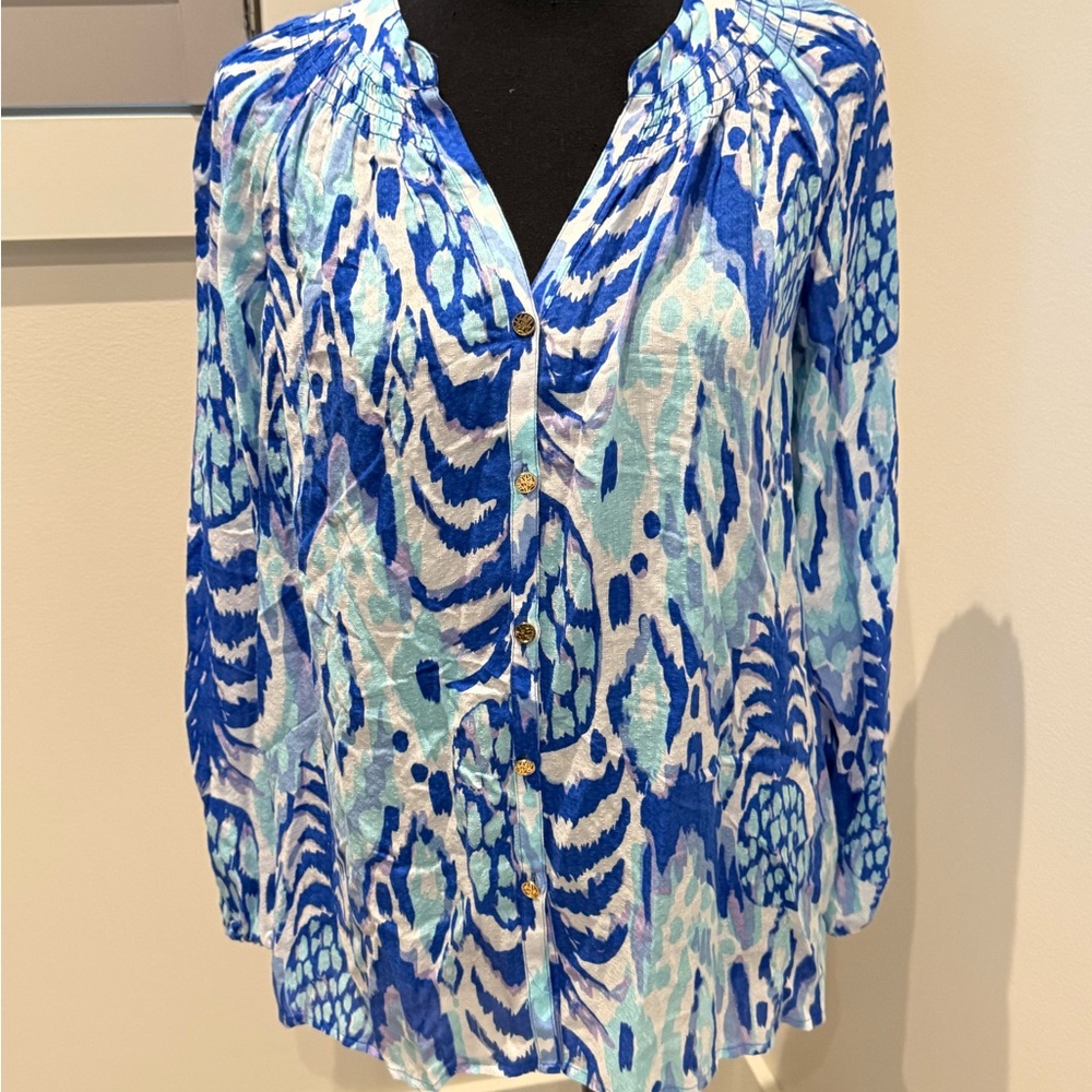 Lilly Pulitzer Elsa top, rayon, S, EUC